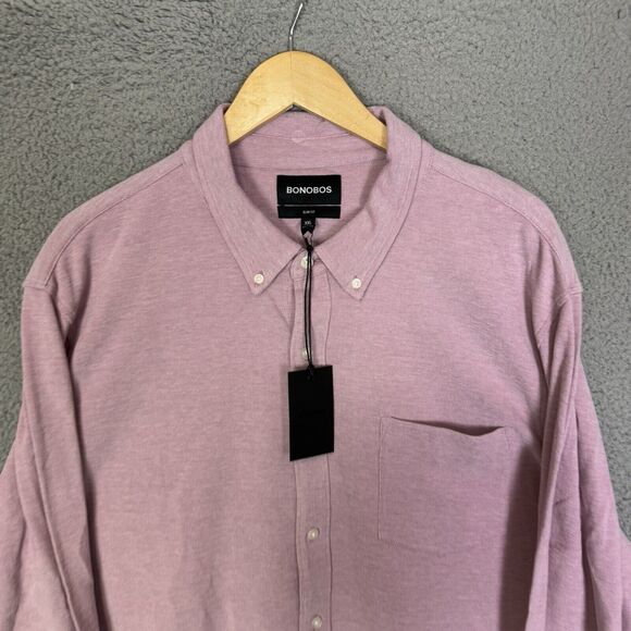 Bonobos Shirt XXL Pink Slim Fit Long Sleeve Button Down Cotton Stretch - Picture 2 of 7